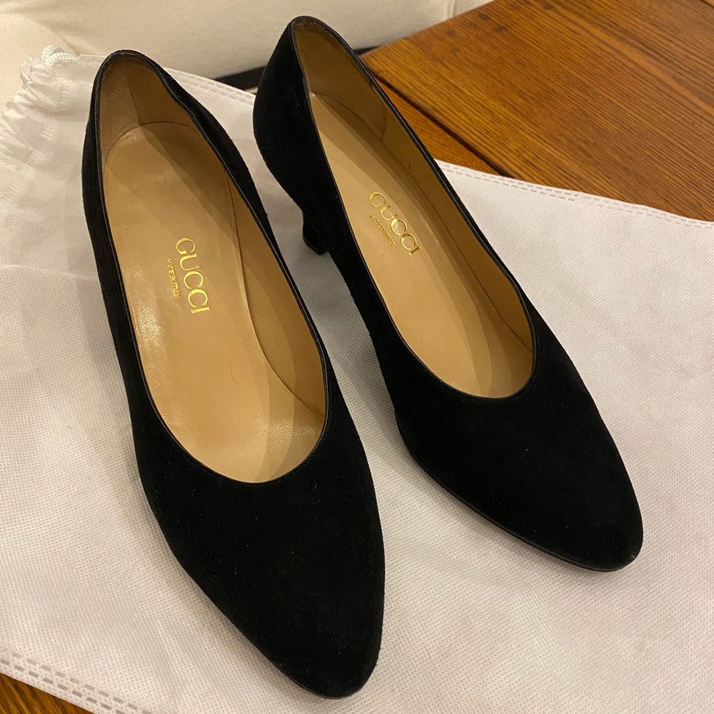 Vintage Gucci Black Suede Pumps 36.5